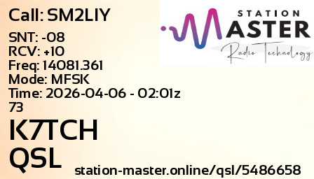 QSL Card for K7TCH QSO with SM2LIY