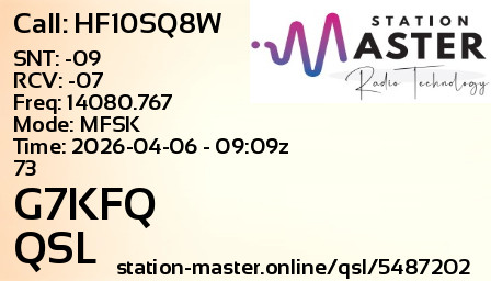 QSL Card for G7KFQ QSO with HF10SQ8W