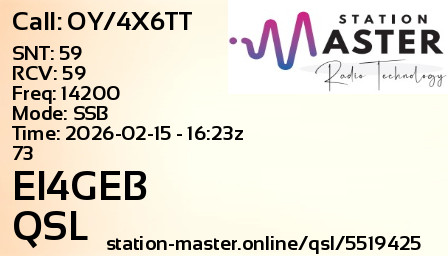 QSL Card for EI4GEB QSO with OY/4X6TT
