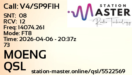 QSL Card for M0ENG QSO with V4/SP9FIH