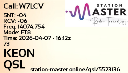 QSL Card for KE0N QSO with W7LCV