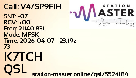 QSL Card for K7TCH QSO with V4/SP9FIH