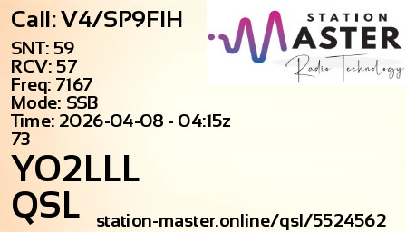 QSL Card for YO2LLL QSO with V4/SP9FIH