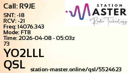 QSL Card for YO2LLL QSO with R9JE