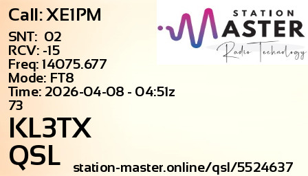 QSL Card for KL3TX QSO with XE1PM