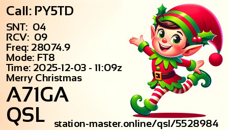 QSL Card for A71GA QSO with PY5TD