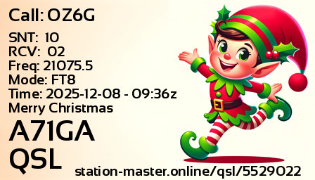 QSL Card for A71GA QSO with OZ6G