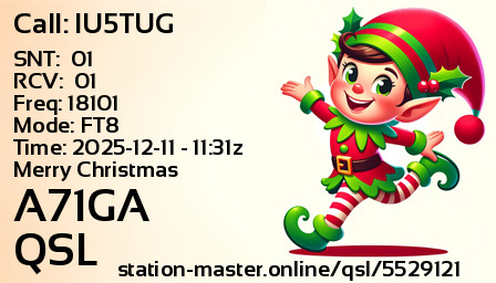 QSL Card for A71GA QSO with IU5TUG
