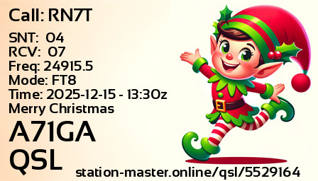 QSL Card for A71GA QSO with RN7T