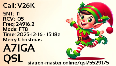 QSL Card for A71GA QSO with V26K