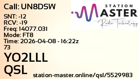 QSL Card for YO2LLL QSO with UN8DSW