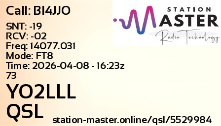 QSL Card for YO2LLL QSO with BI4JJO