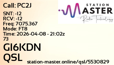 QSL Card for GI6KDN QSO with PC2J