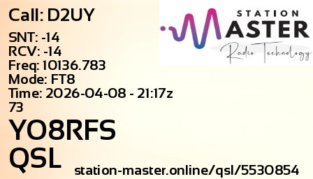 QSL Card for YO8RFS QSO with D2UY