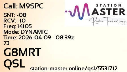 QSL Card for G8MRT QSO with M9SPC