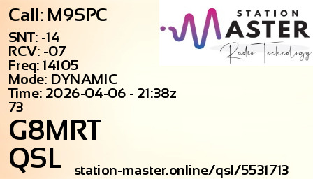QSL Card for G8MRT QSO with M9SPC