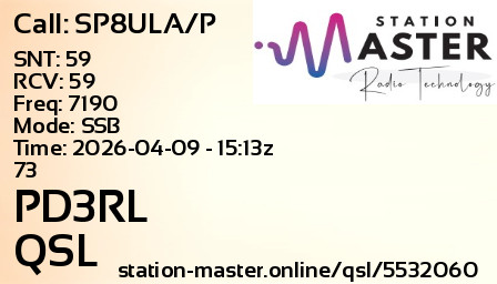 QSL Card for PD3RL QSO with SP8ULA/P