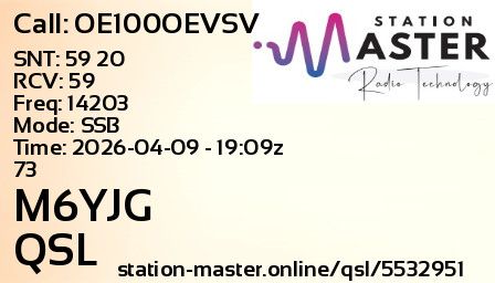 QSL Card for M6YJG QSO with OE100OEVSV