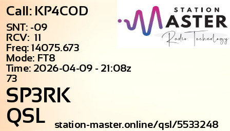 QSL Card for SP3RK QSO with KP4COD