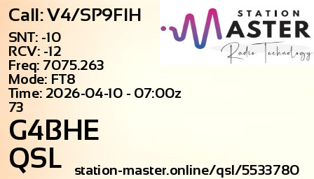 QSL Card for G4BHE QSO with V4/SP9FIH
