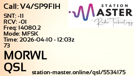 QSL Card for M0RWL QSO with V4/SP9FIH