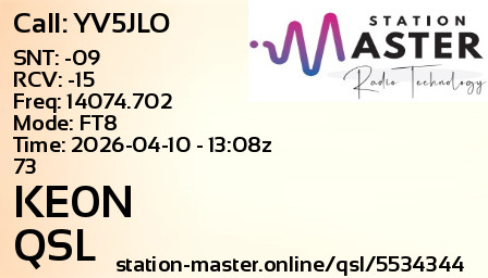 QSL Card for KE0N QSO with YV5JLO