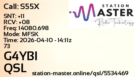 QSL Card for G4YBI QSO with S55X