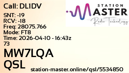 QSL Card for MW7LQA QSO with DL1DV