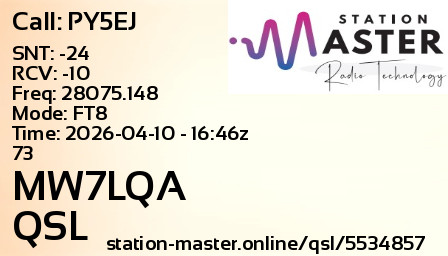 QSL Card for MW7LQA QSO with PY5EJ