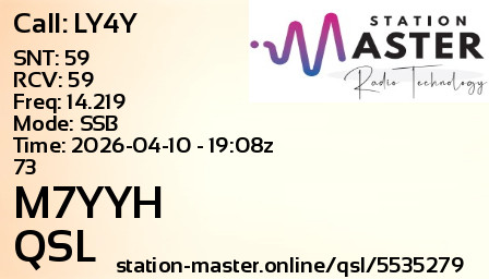 QSL Card for M7YYH QSO with LY4Y