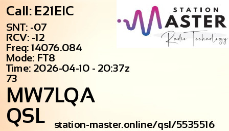 QSL Card for MW7LQA QSO with E21EIC