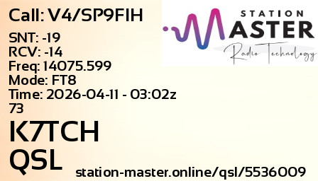 QSL Card for K7TCH QSO with V4/SP9FIH