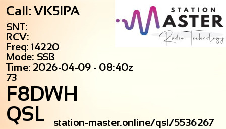 QSL Card for F8DWH QSO with VK5IPA
