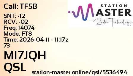 QSL Card for MI7JQH QSO with TF5B