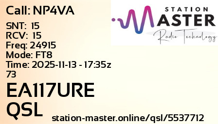 QSL Card for EA117URE QSO with NP4VA