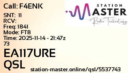 QSL Card for EA117URE QSO with F4ENK