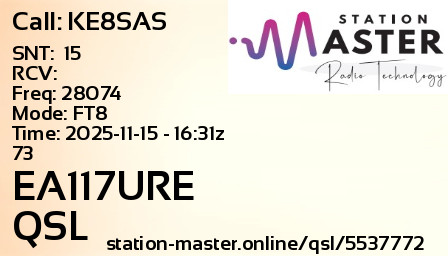 QSL Card for EA117URE QSO with KE8SAS