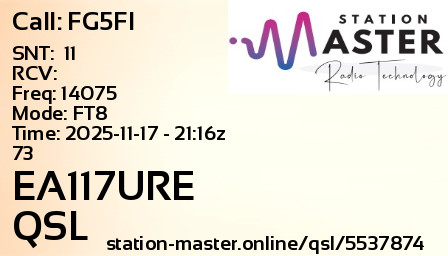 QSL Card for EA117URE QSO with FG5FI