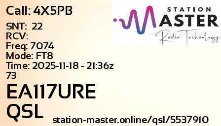 QSL Card for EA117URE QSO with 4X5PB