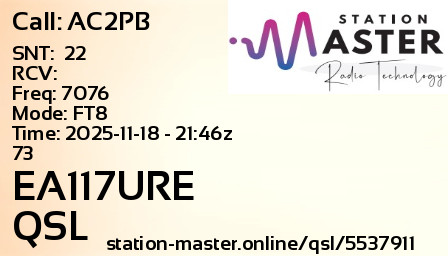 QSL Card for EA117URE QSO with AC2PB