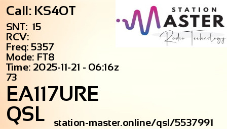 QSL Card for EA117URE QSO with KS4OT