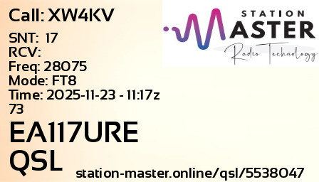 QSL Card for EA117URE QSO with XW4KV