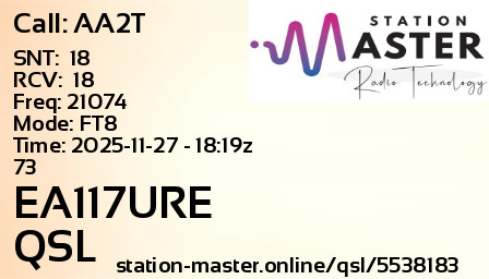 QSL Card for EA117URE QSO with AA2T