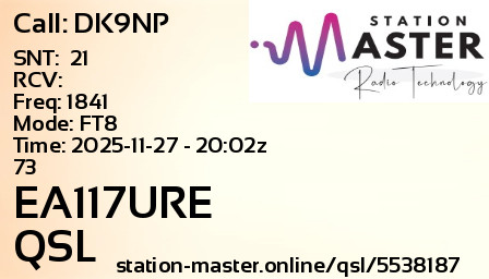 QSL Card for EA117URE QSO with DK9NP