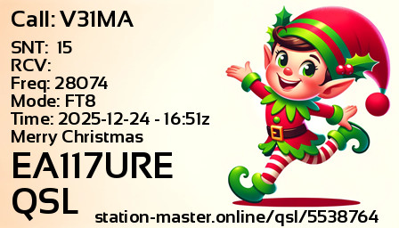 QSL Card for EA117URE QSO with V31MA