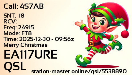 QSL Card for EA117URE QSO with 4S7AB