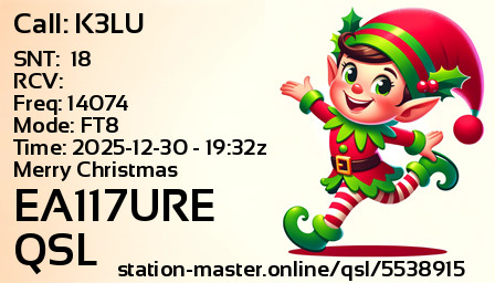 QSL Card for EA117URE QSO with K3LU