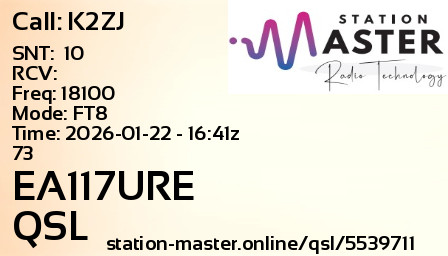 QSL Card for EA117URE QSO with K2ZJ