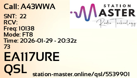 QSL Card for EA117URE QSO with A43WWA