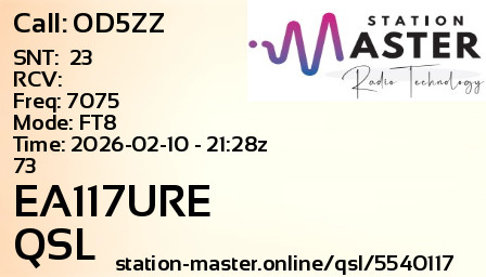 QSL Card for EA117URE QSO with OD5ZZ
